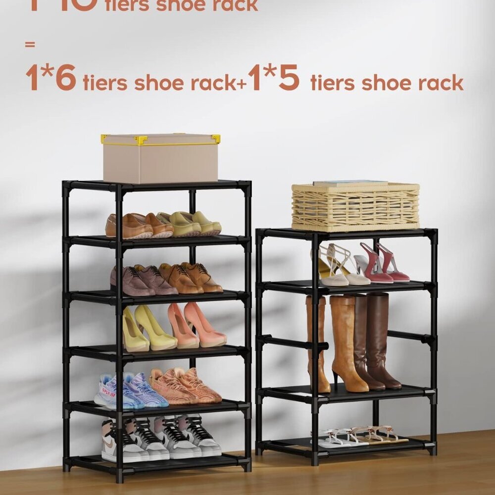 Durable 10-Tier Tall Shoe Organizer with Portable Design - Ideal for Closets - Picture 6 of 7